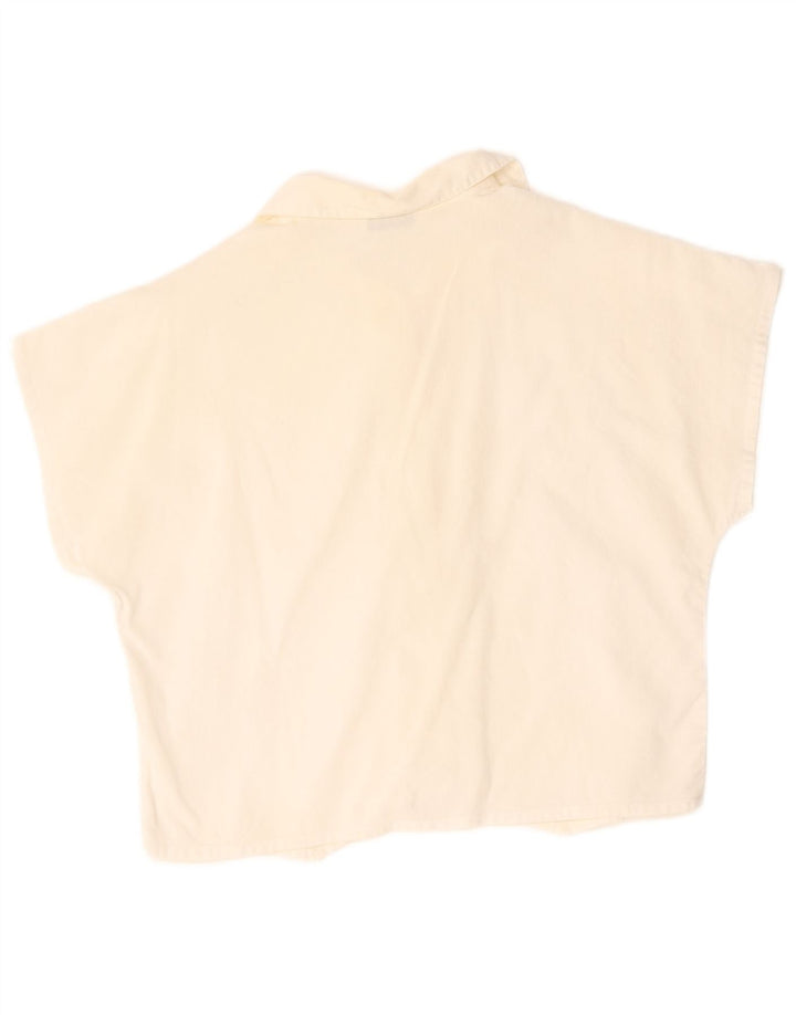 Cacharel Womens Crop Short Sleeve Shirt Blouse UK 14 Medium White