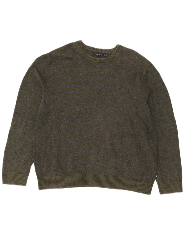 Ανδρικό πουλόβερ Nautica Crew Neck Jumper 2XL Πράσινη ρίγα βαμβακερή
