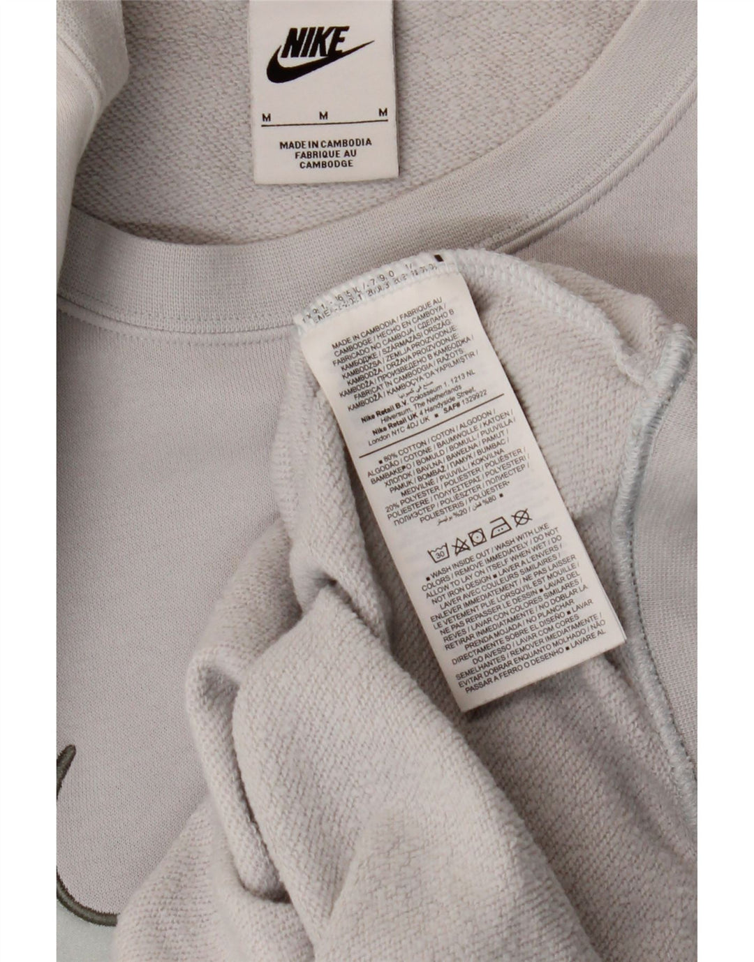 Nike Womens Graphic Sweatshirt Jumper UK 14 Medium Grey Cotton