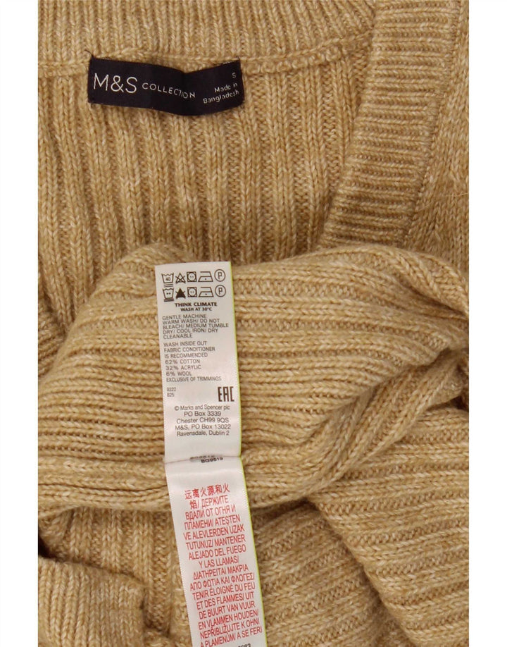 Marks & Spencer Womens Vest Tank Top UK 10 Small Beige Cotton