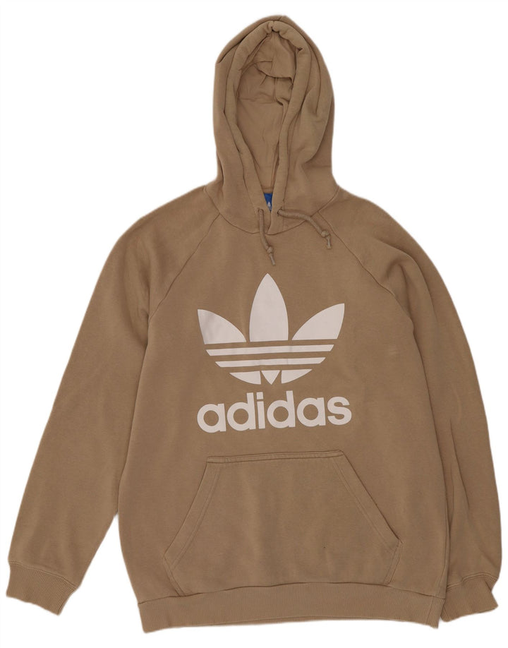 Adidas Mens Graphic Hoodie Jumper Medium Beige Cotton