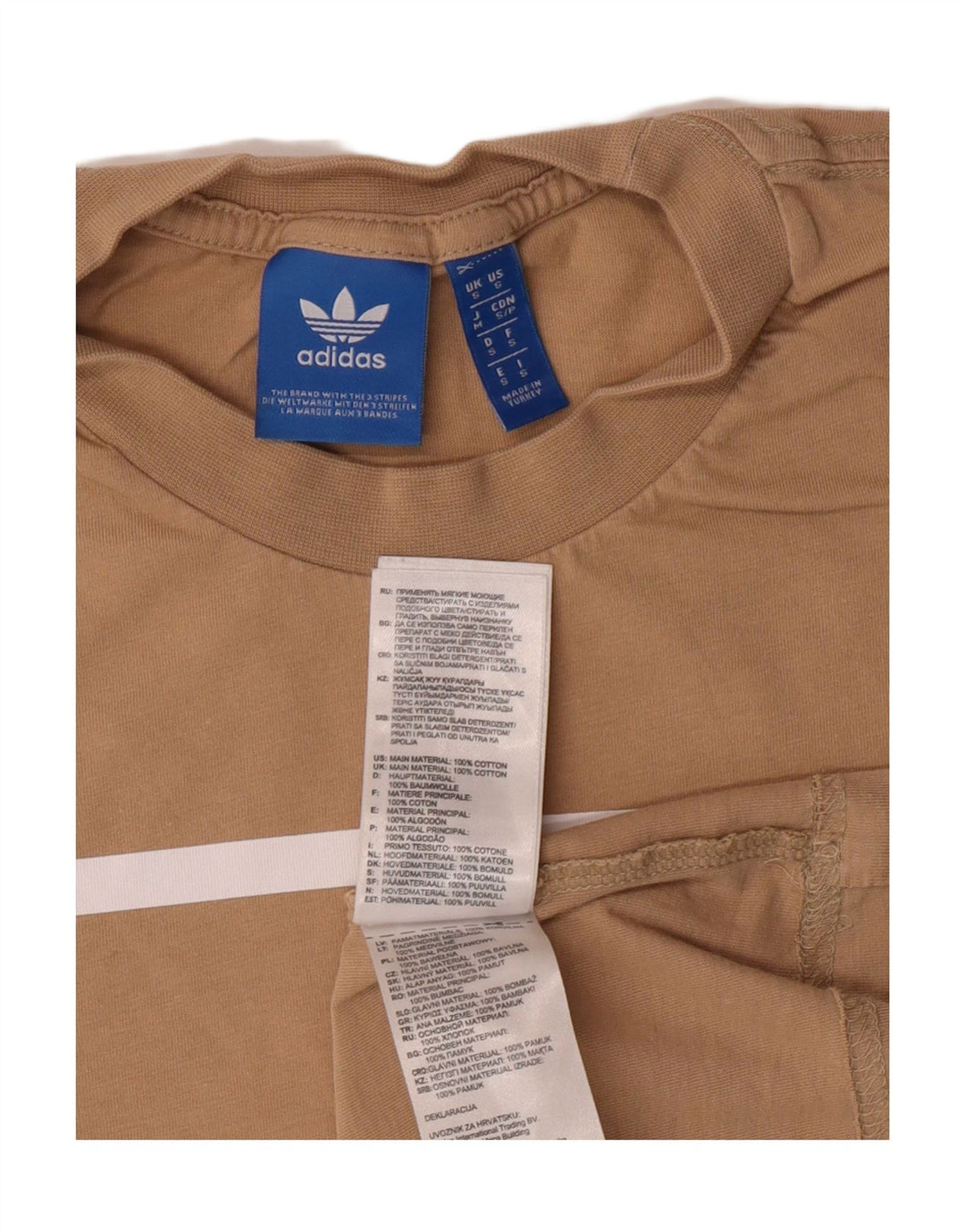 ADIDAS Mens Graphic T-Shirt Top Small Brown Cotton Vintage Adidas and Second-Hand Adidas from Messina Hembry 