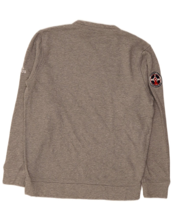 Adidas Mens Brebeuf Basketball Graphic Sweatshirt Jumper Medium Grey Cotton