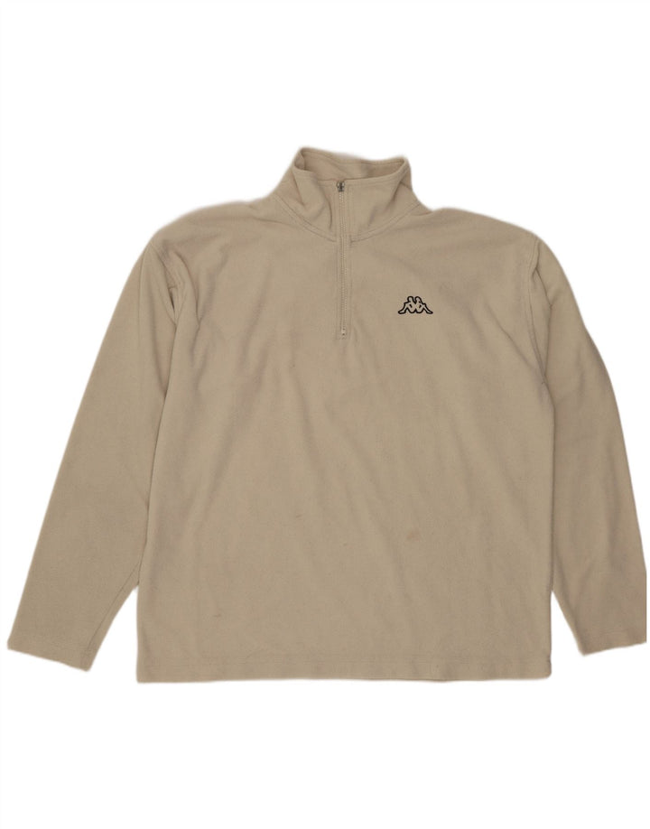KAPPA Mens Zip Neck Fleece Jumper Large Off White Polyester