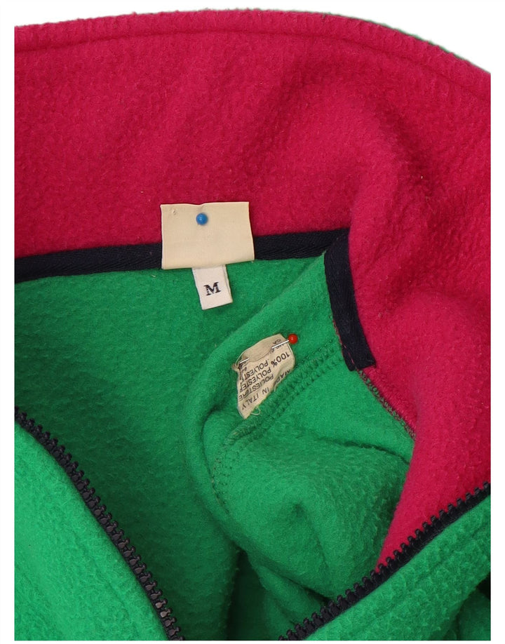 Sisley Mens Zip Neck Fleece Jumper Medium Green Polyester