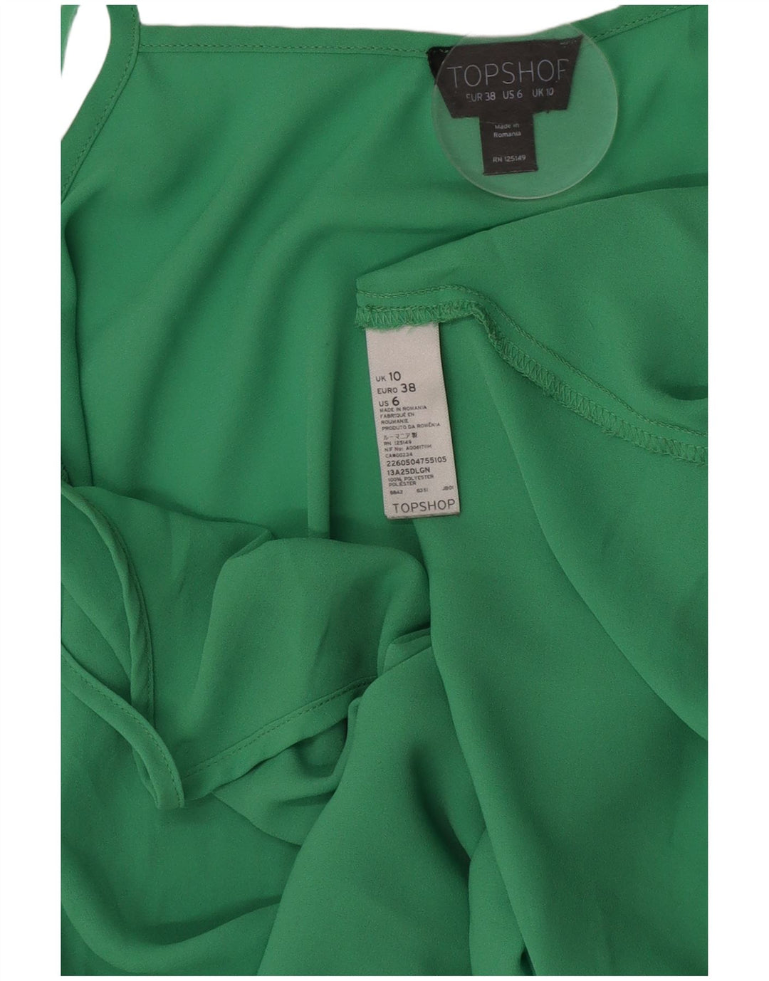 Topshop Womens Cami Top UK 10 Small Green Polyester