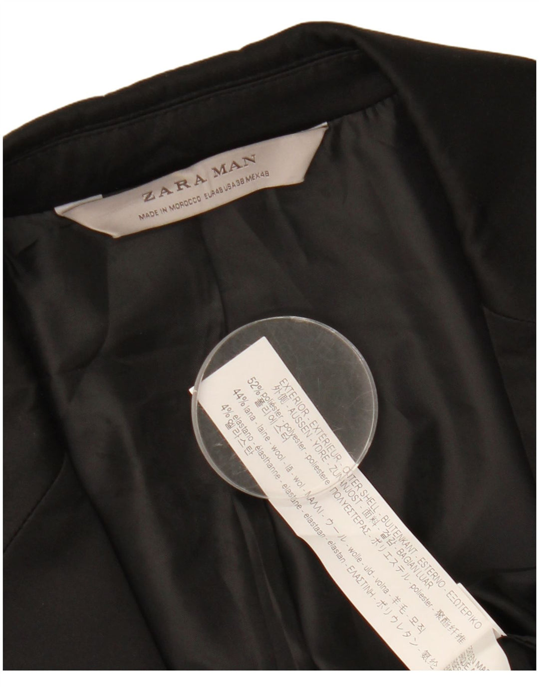 Giacca blazer da uomo a 1 bottone Zara EU 48 poliestere nero medio