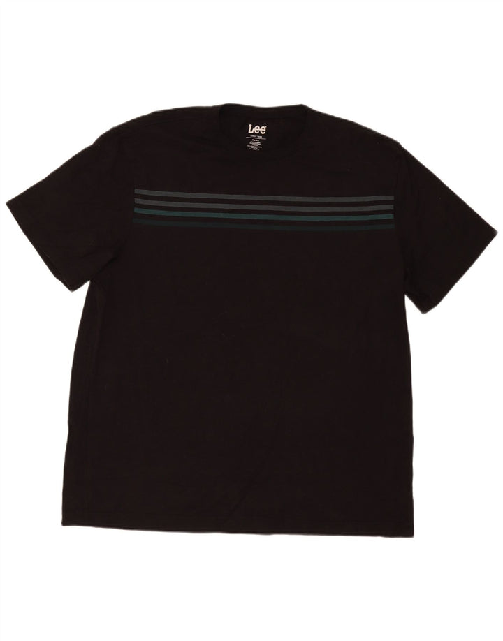 Lee Herre T-Shirt Top XL Sort Stribet Bomuld