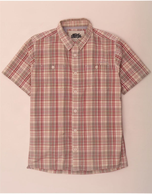 Weird Fish Mens Short Sleeve Shirt Large Multicoloured Check Cotton