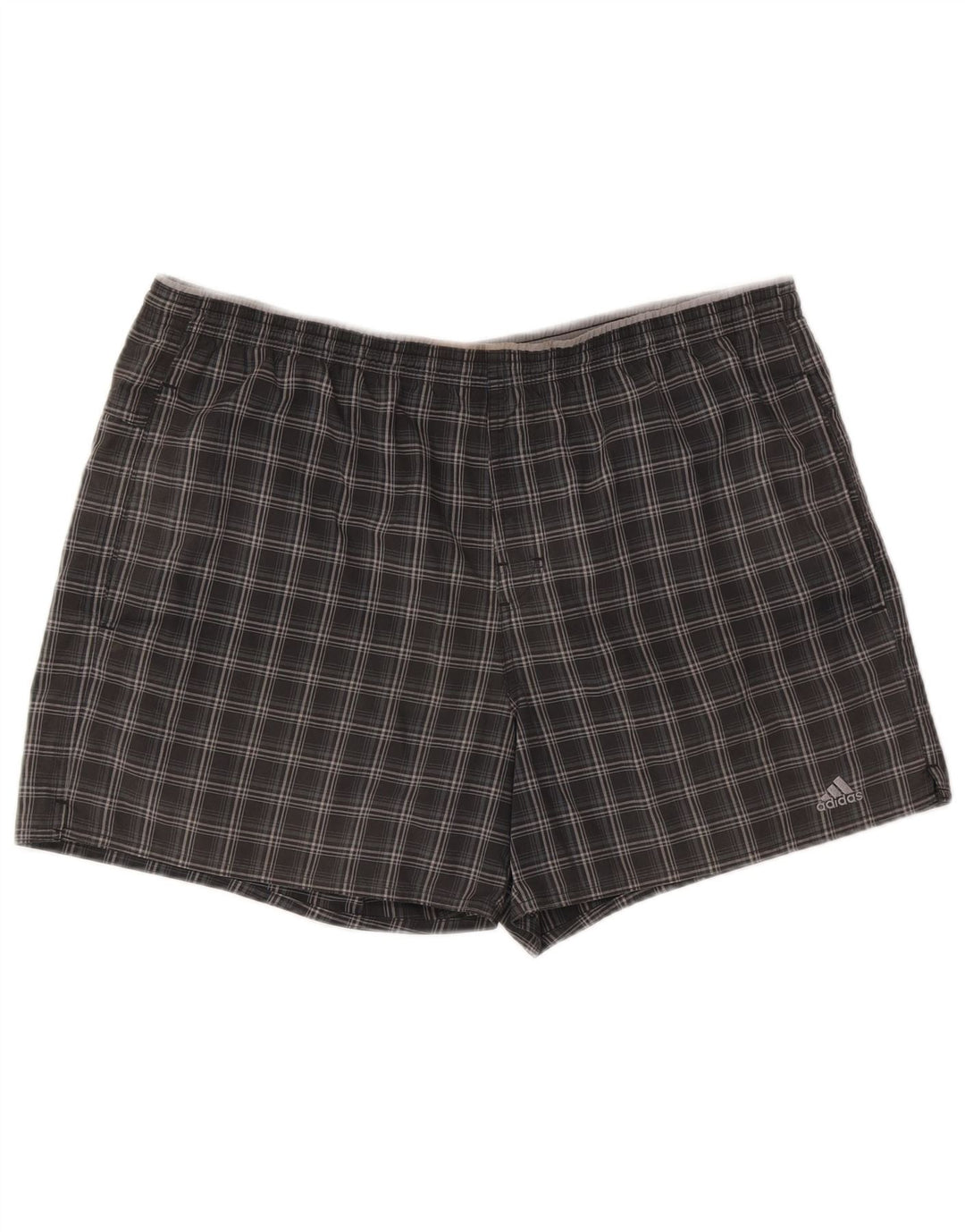 Pantaloncini sportivi da uomo Adidas grandi in poliestere a quadri grigi