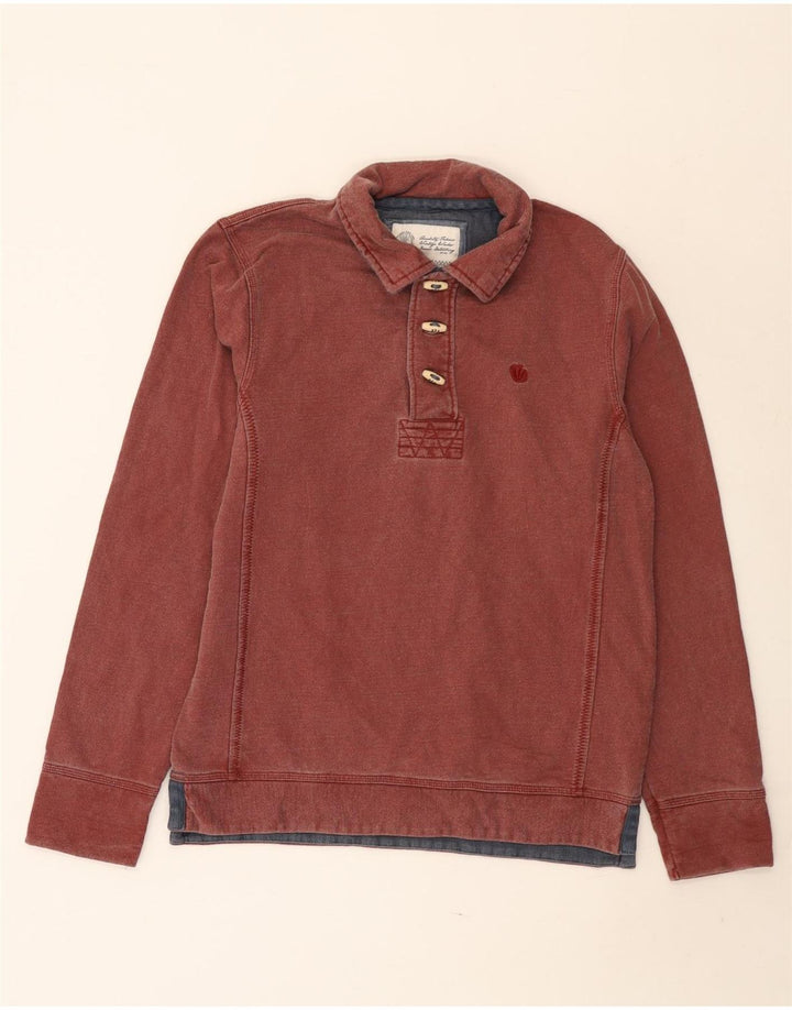Fat Face Mens Polo Neck Sweatshirt Jumper Small Red Cotton