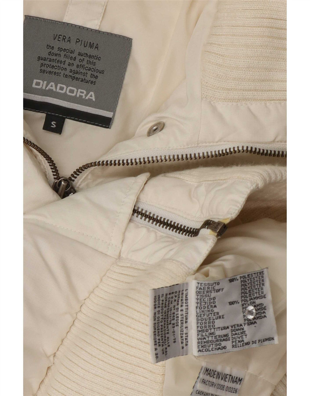Giacca imbottita bomber con cappuccio da donna Diadora UK 10 Small Poliestere bianco