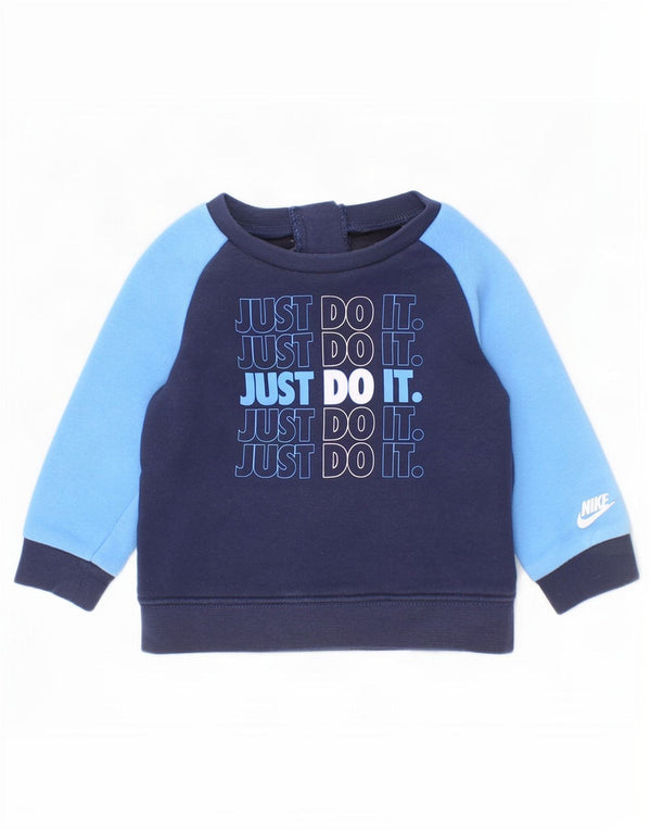 Nike Baby Boys Graphic Sweatshirt Jumper 9-12 Months Navy Blue Colourblock