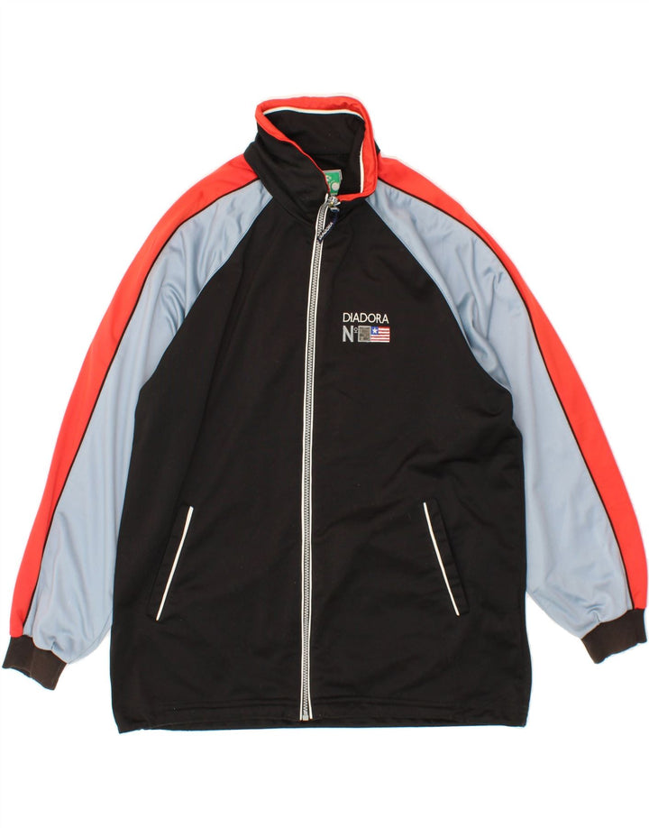 DIADORA Mens Tracksuit Top Jacket Medium Black Colourblock Polyester Vintage Diadora and Second-Hand Diadora from Messina Hembry 