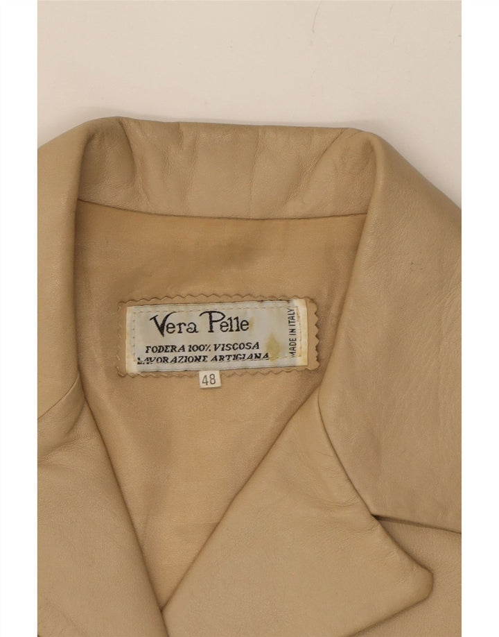 VINTAGE Womens Leather Jacket IT 48 XL Beige Leather Vintage Vintage and Second-Hand Vintage from Messina Hembry 