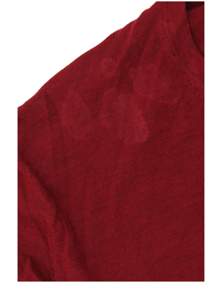 Marks & Spencer Mens Crew Neck Jumper Sweater XL Red Merino Wool