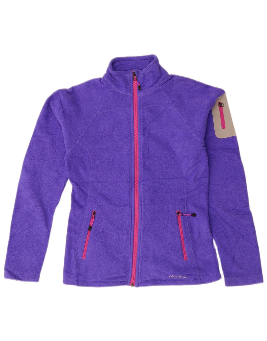 EDDIE BAUER Womens Fleece Jacket UK 6 XS Purple Colourblock Polyester