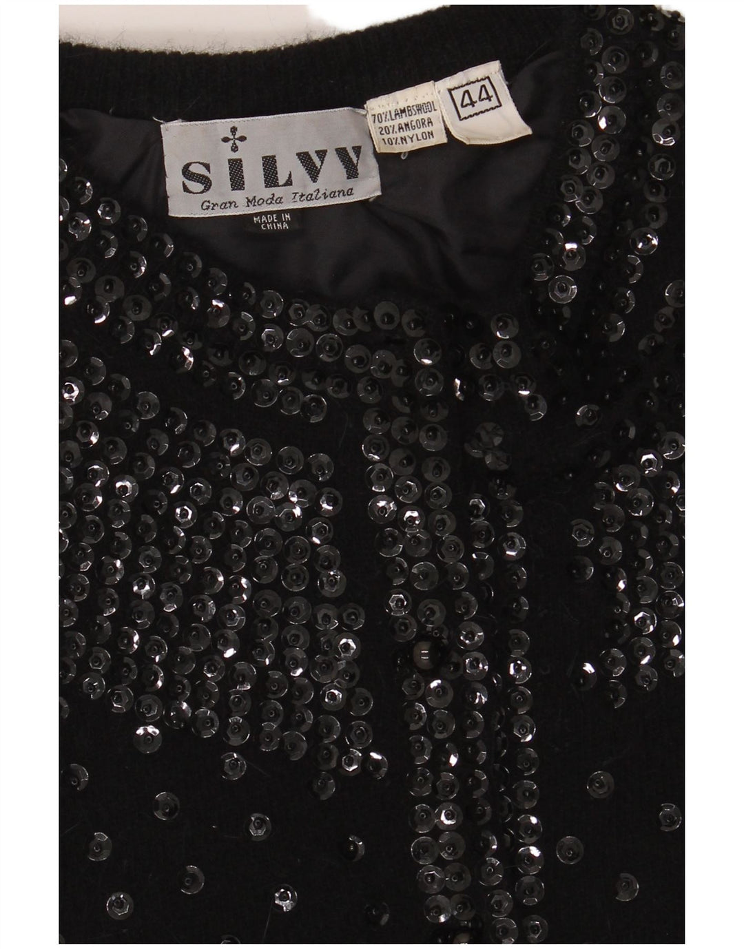 Silvy Dame Cardigan Sweater IT 44 Medium Sort lammeuld