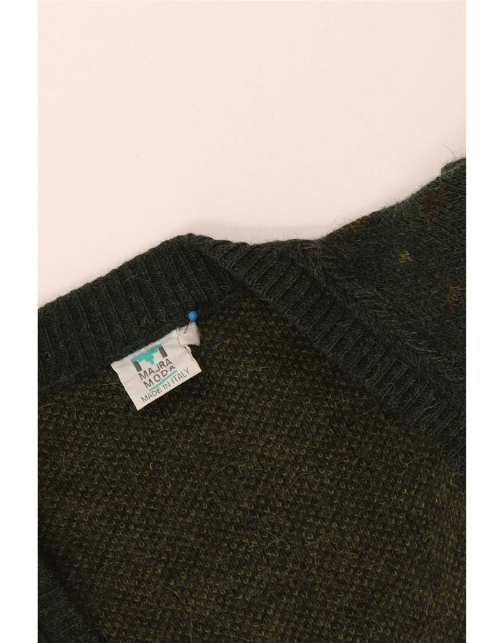 Vintage herre cardigan sweater Large Green Fair Isle