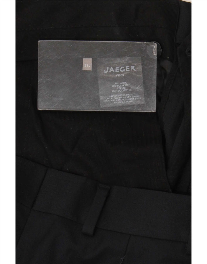 Jaeger Mens Straight Casual Trousers W36 L33 Navy Blue Wool