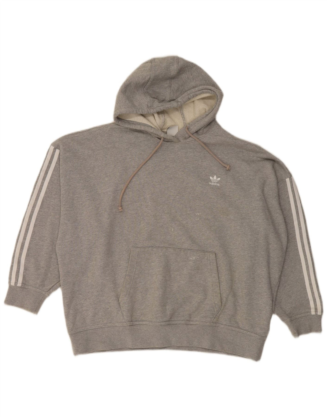 Adidas Womens Oversized Hoodie Jumper UK 14 Medium Grey Cotton