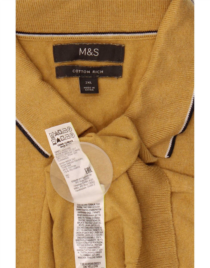 Marks & Spencer Mens Polo Shirt 2XL Yellow Cotton