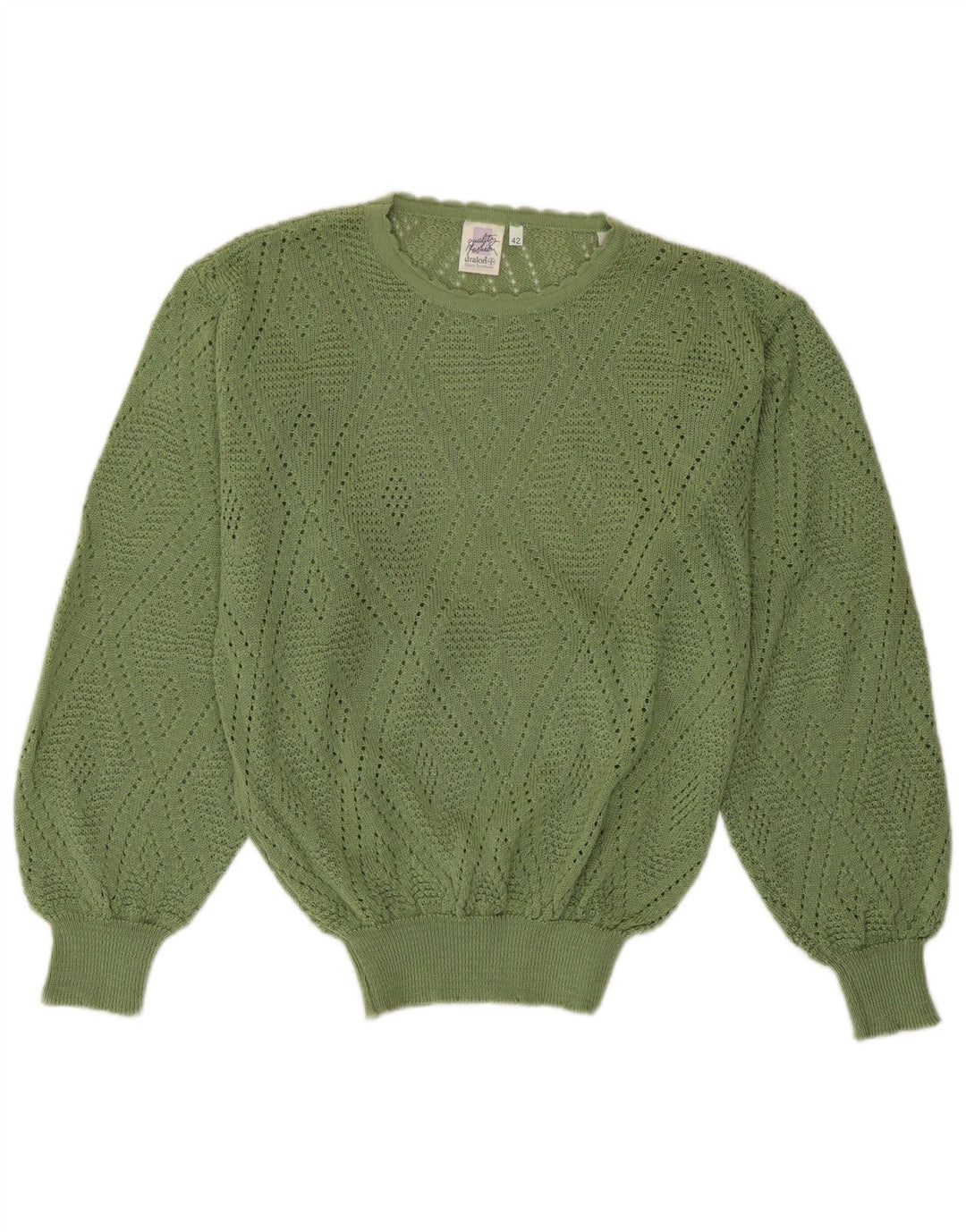 Bayer Womens Crew Neck Jumper Sweater EU 42 Large Green Acrylic