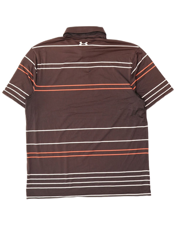 Polo Under Armour da uomo Heat Gear, a righe marroni grandi