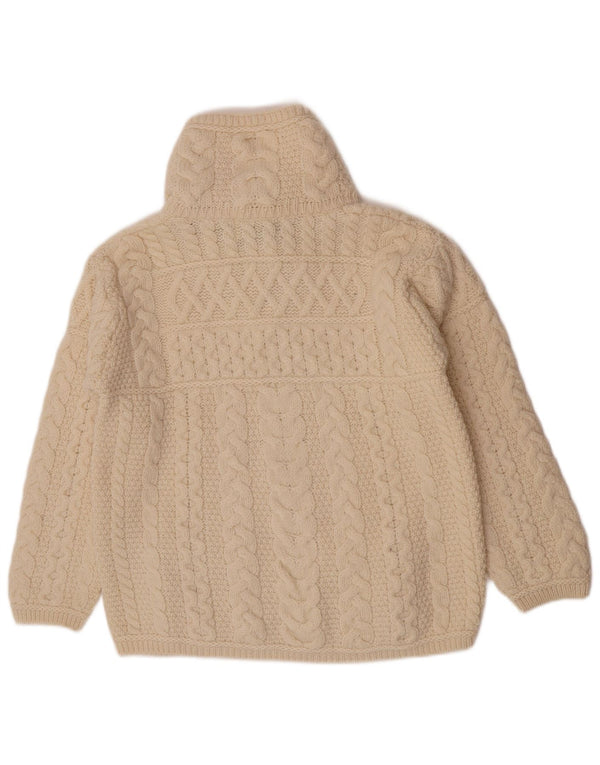 Aran Crafts Suéter tipo cárdigan con cremallera completa para mujer UK 46 Large Off White
