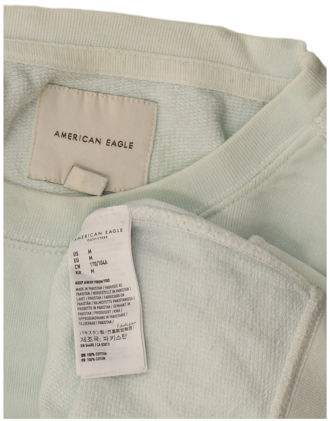 AMERICAN EAGLE Mens Graphic Sweatshirt Jumper Medium Blue Cotton