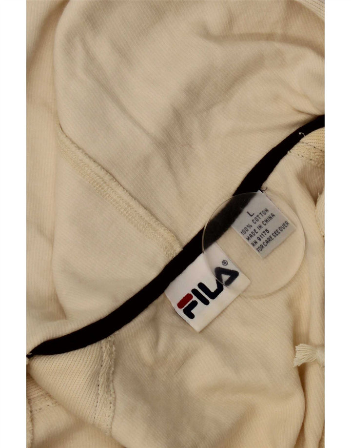 Maglia da uomo Fila con cappuccio a maniche lunghe grande in cotone beige