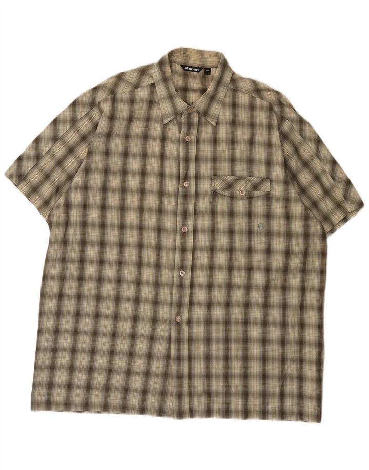 Rohan Mens Short Sleeve Shirt Large Khaki Check Cotton