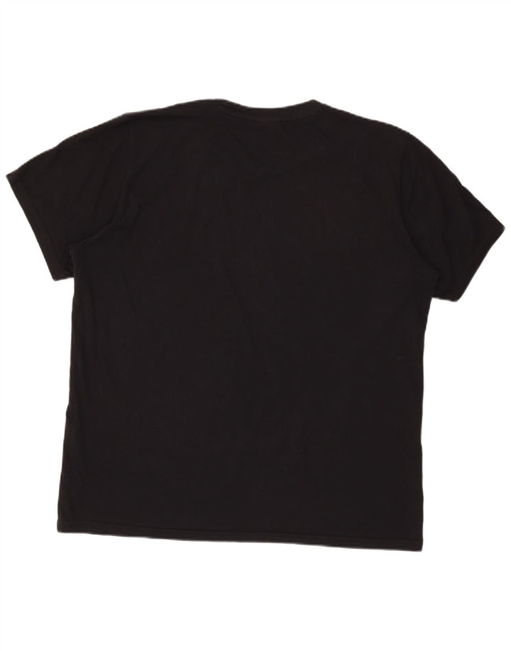 Champion Mens Graphic T-Shirt Top Medium Black Cotton