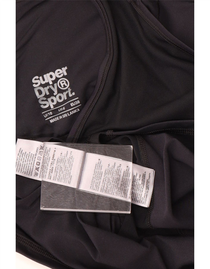 Superdry Womens Graphic Vest Top UK 10 Small Black Nylon