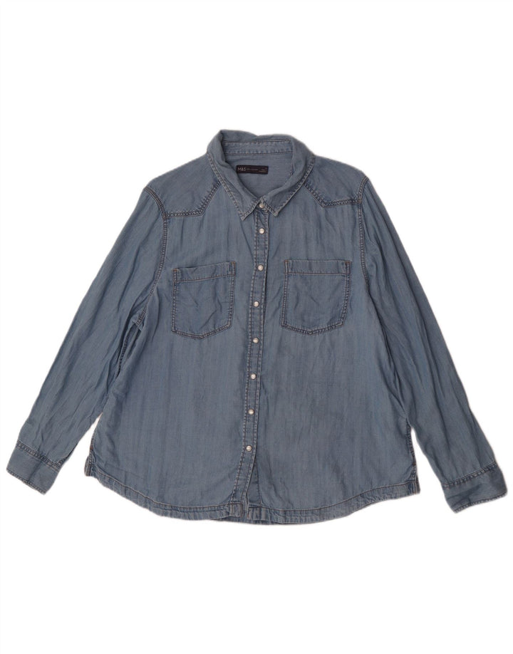 Marks & Spencer Womens Denim Shirt UK 18 XL Blue Lyocell