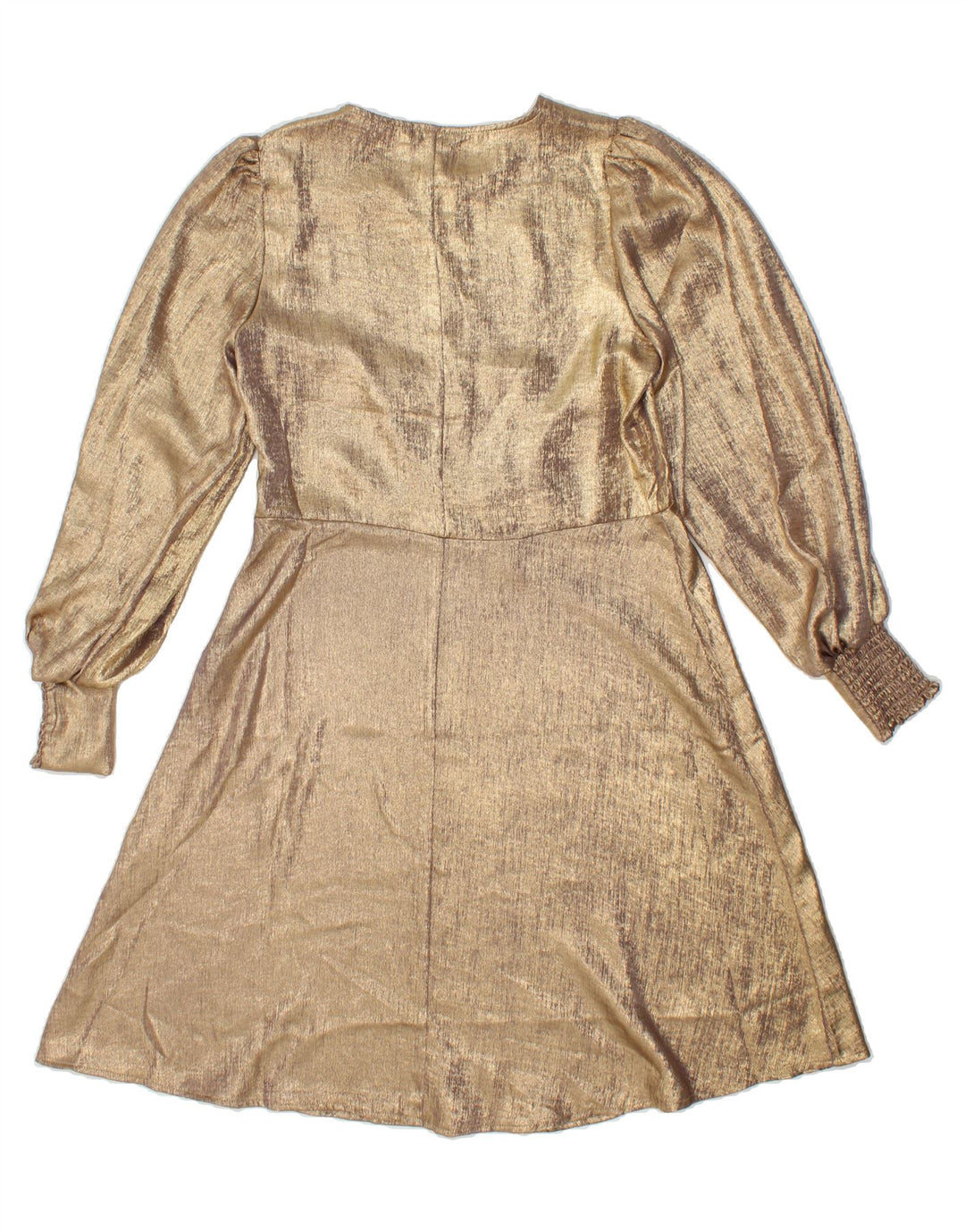 NEXT Womens Long Sleeve A-Line Dress UK 10 Small Gold Vintage Next and Second-Hand Next from Messina Hembry 