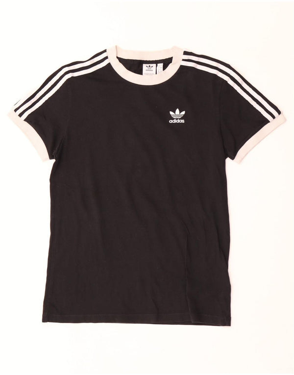 Adidas Damen Übergroßes T-Shirt Top UK 4 XS Schwarz Colourblock Baumwolle
