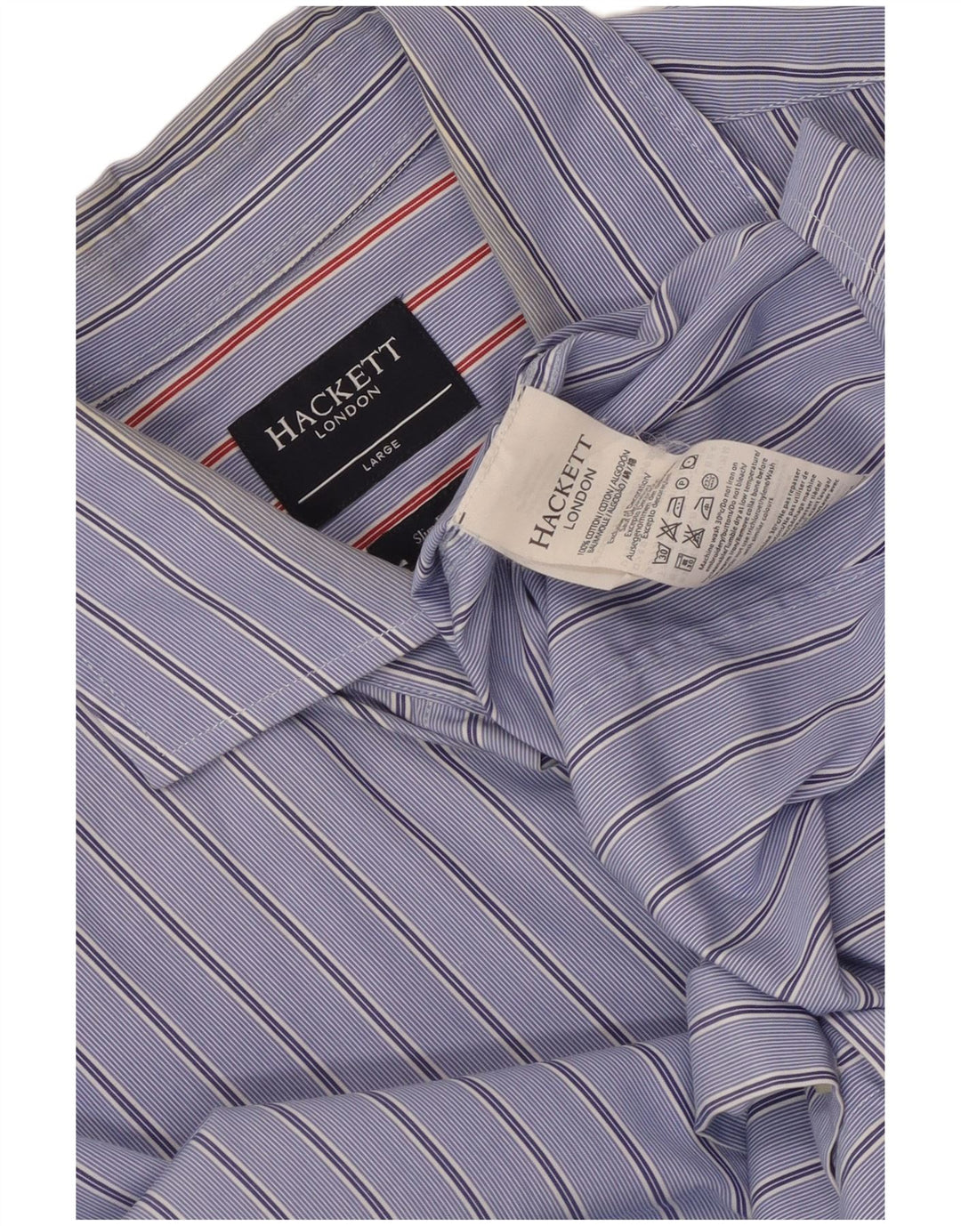 Hackett Mens Slim Fit Shirt Large Blue Striped Cotton