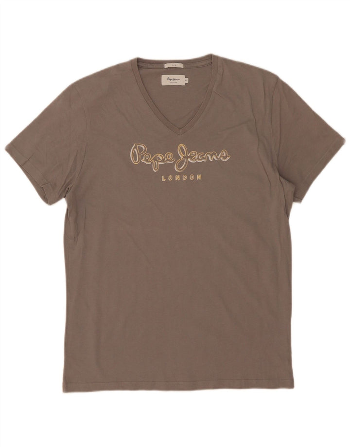 PEPE Jeans Mens Slim Graphic T-Shirt Top Medium Grey