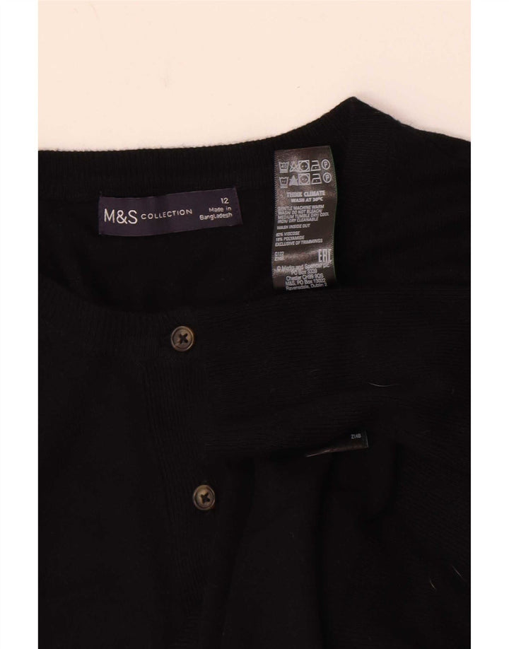 Marks & Spencer Womens Crop Cardigan Sweater UK 12 Medium Black Viscose