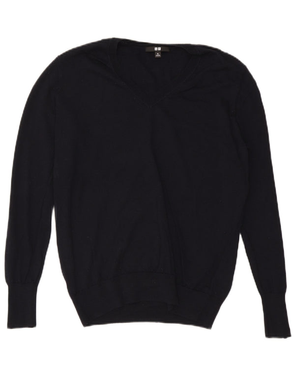 Maglione da uomo Uniqlo con scollo a V XL in lana blu navy
