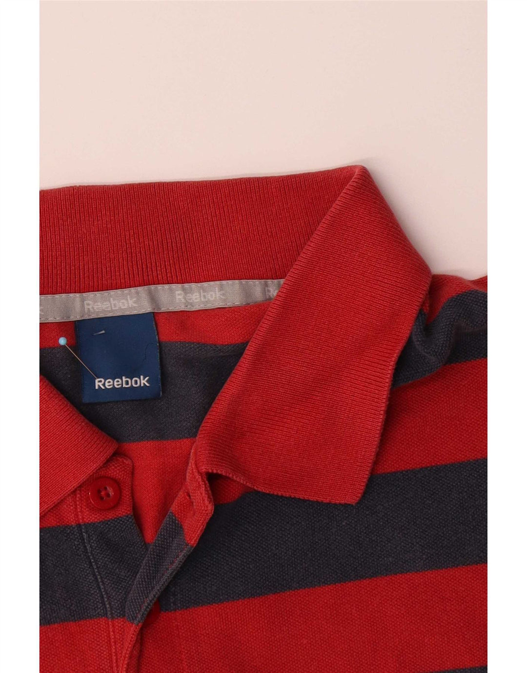 Reebok Polo Homme Large Rouge Rayé Coton