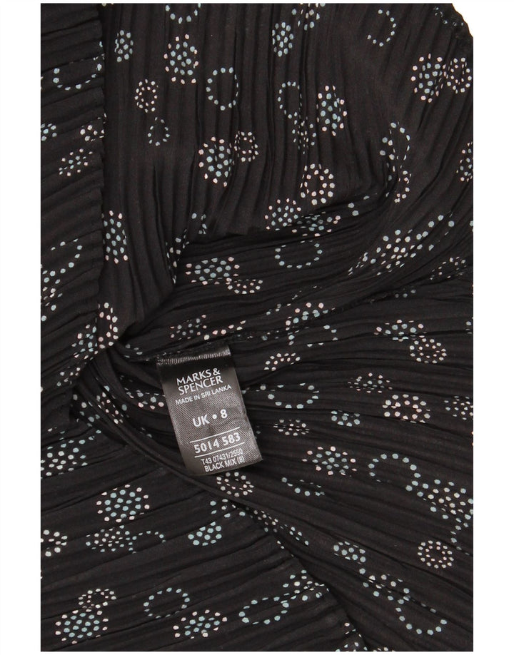 Marks & Spencer Womens Shirt Blouse UK 8 Small Black Geometric Polyester
