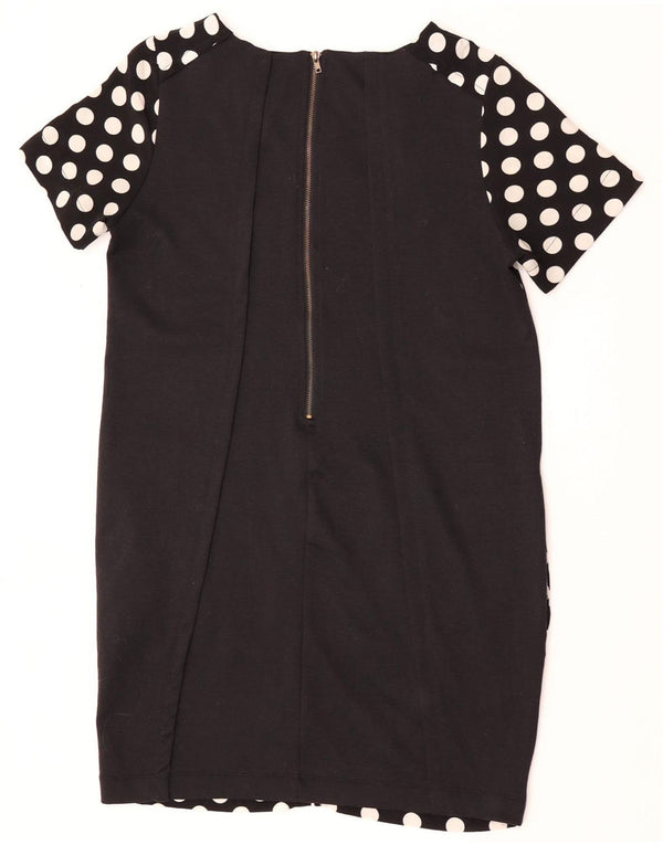 Abito a trapezio da donna Zara UK 12 poliestere medio a pois nero