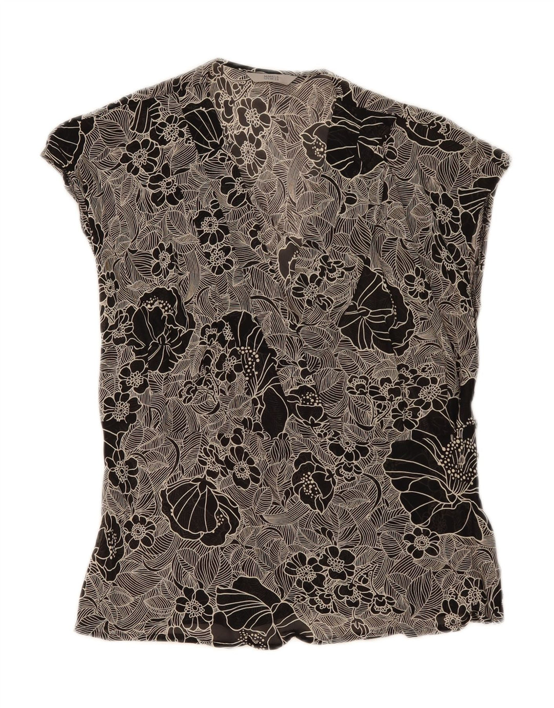 Marks & Spencer Damebluse Top UK 16 Large Black Floral