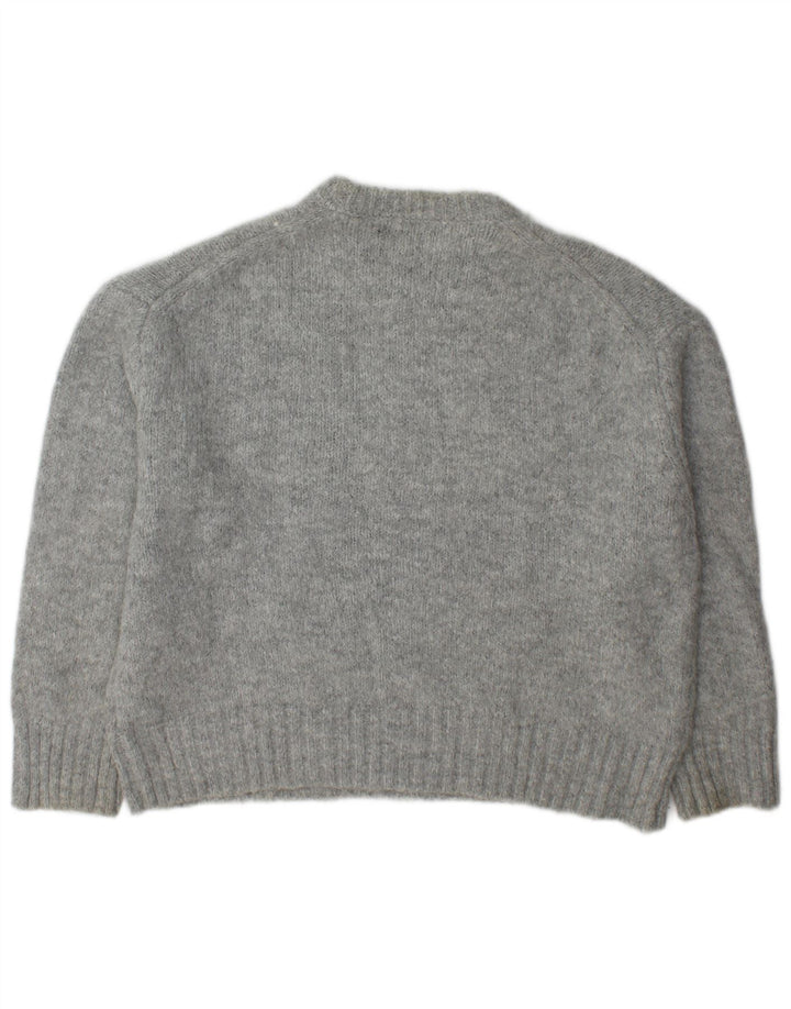 Zara Womens Oversized Crew Neck Jumper Sweater UK 14 Medium Grey Acrylic