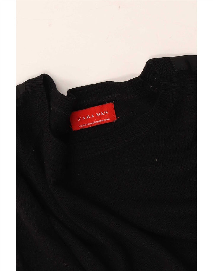 Zara Mens Boat Neck Jumper Sweater Medium Black