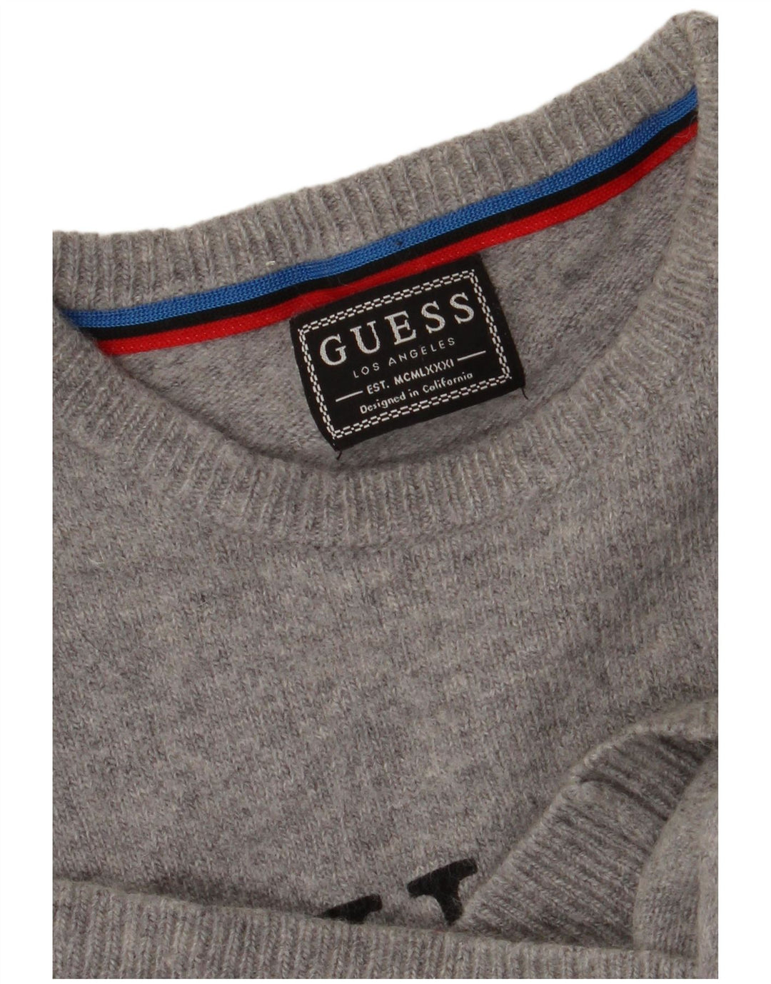 Maglione maglione girocollo con grafica da uomo Guess piccolo grigio