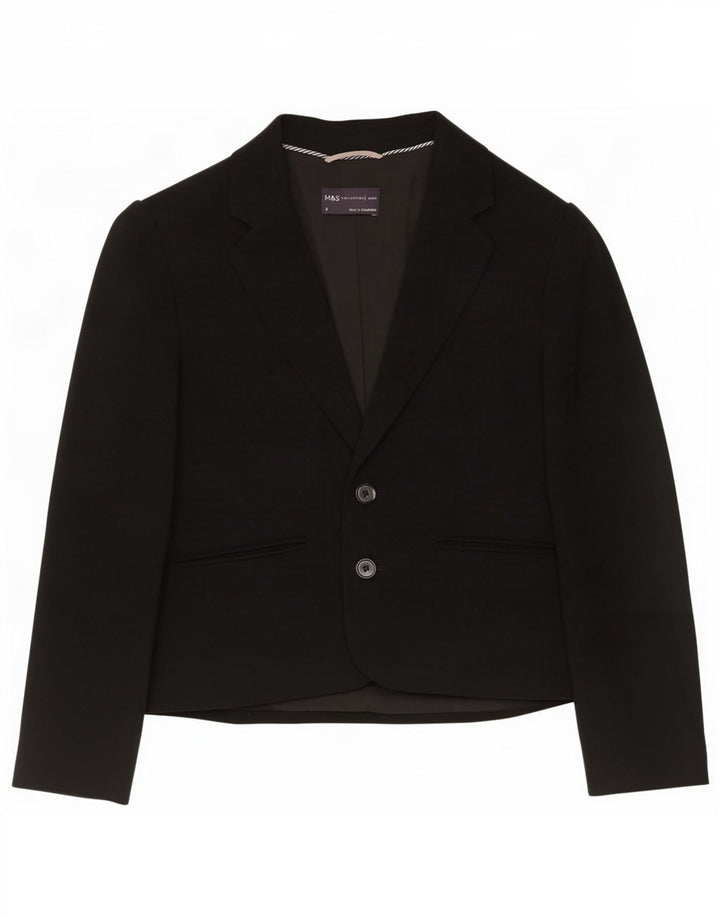 Jaqueta blazer feminina Marks & Spencer com 2 botões Reino Unido 6 XS preto poliéster