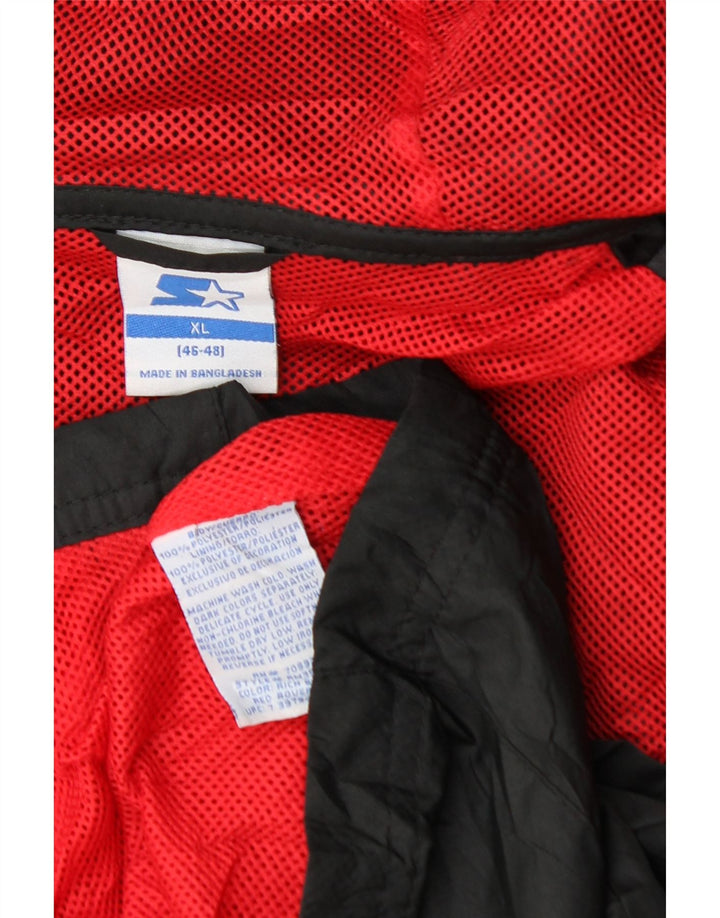 STARTER Mens Hooded Rain Jacket UK 42 XL Black Colourblock Polyester Vintage Starter and Second-Hand Starter from Messina Hembry 